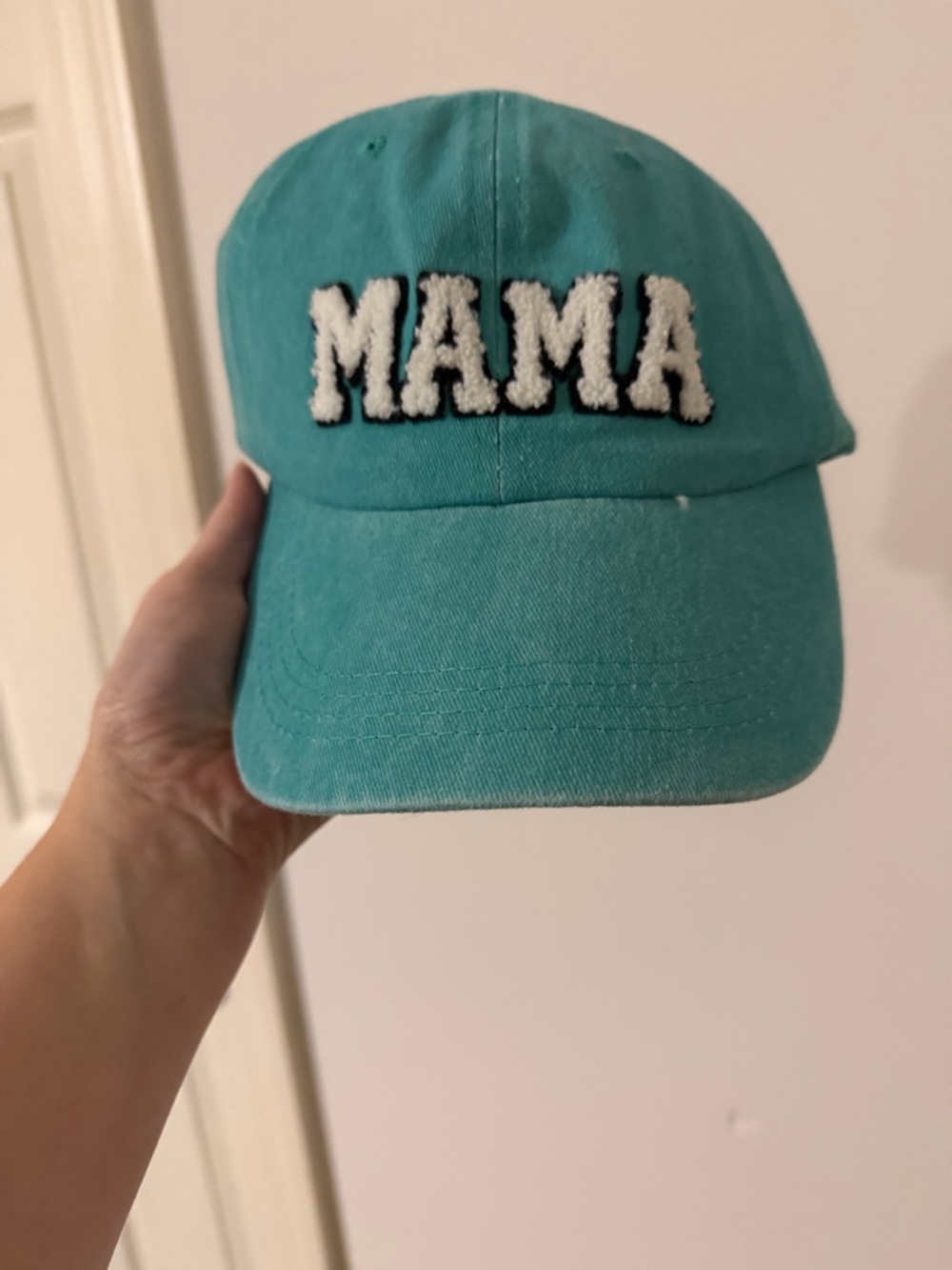 Teal 'MAMA' Embroidered Baseball Cap - Women's Hat